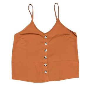 Paper Crane Burnt Orange Button Down Tank Top Size Small